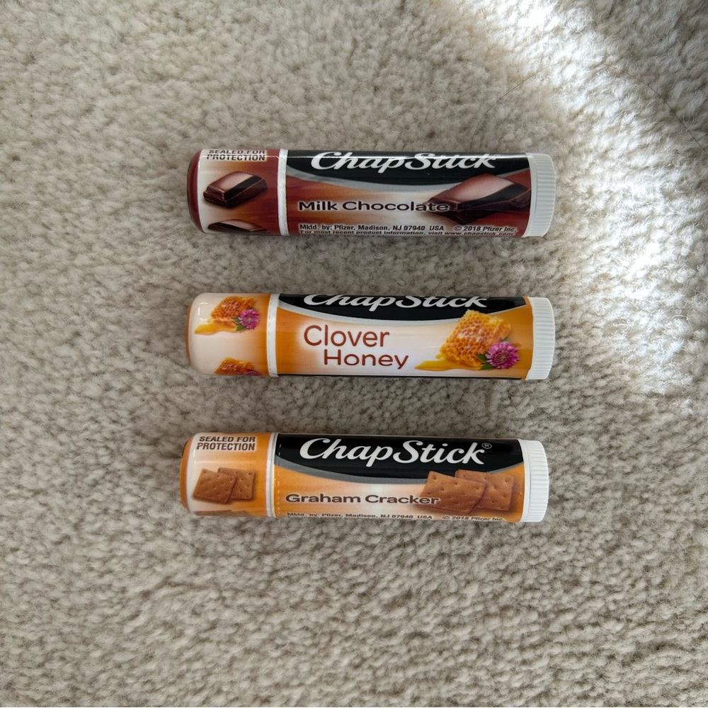 ChapStick Lip Balm Set of 3 Milk Chocolate Honey Graham Cracker Flavors New
